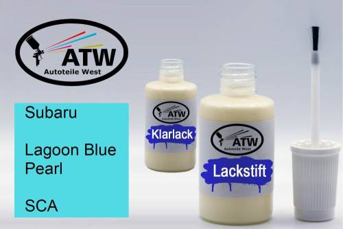 Subaru, Lagoon Blue Pearl, SCA: 20ml Lackstift + 20ml Klarlack - Set, von ATW Autoteile West.